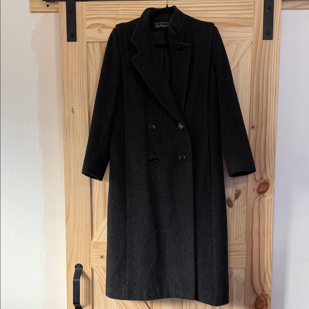 Vintage Miss Harwood Charcoal Double-Breasted Wool Coat